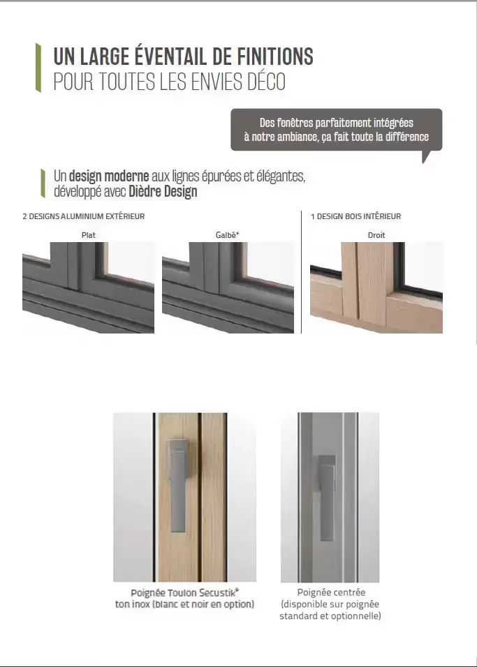 Gamme de finitions de fenêtres mixte bois alu Gamme de finitions de fenêtres mixte bois alu
