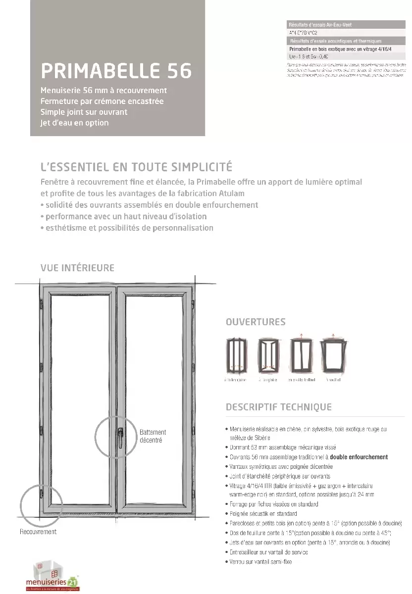 Fenêtre bois Atulam fiche primabelle Dutheil Fenêtre bois Atulam fiche primabelle Dutheil