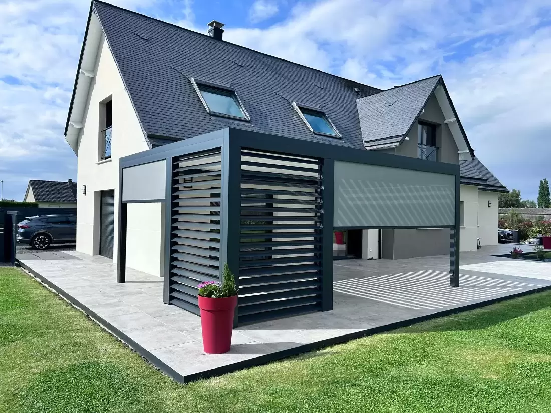 FOURNITURE ET POSE D'UNE PERGOLA EN ALUMINIUM SUR BOSC GUERARD SAINT ADRIEN FOURNITURE ET POSE D'UNE PERGOLA EN ALUMINIUM SUR BOSC GUERARD SAINT ADRIEN